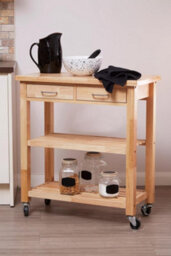 Orsina Compact Glenn Tropical Hevea Wood Kitchen Trolley, Sturdy Kitchen Trolley For Guests, Multi Tier Trolley - thumbnail 6