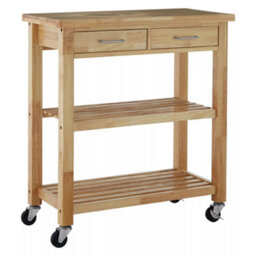 Orsina Compact Glenn Tropical Hevea Wood Kitchen Trolley, Sturdy Kitchen Trolley For Guests, Multi Tier Trolley - thumbnail 2