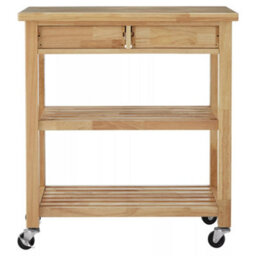 Orsina Compact Glenn Tropical Hevea Wood Kitchen Trolley, Sturdy Kitchen Trolley For Guests, Multi Tier Trolley - thumbnail 4