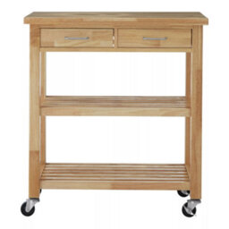 Orsina Compact Glenn Tropical Hevea Wood Kitchen Trolley, Sturdy Kitchen Trolley For Guests, Multi Tier Trolley