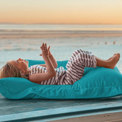 rucomfy Beanbags Rucomfy Indoor Or Outdoor Kids Water Resistant Squarbie - Turquoise Beanbag Lounger - image 1