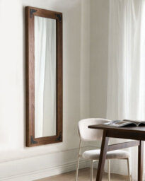 Beliani Wall Mirror Blosville 58 Cm 164 Cm Fir Wood Brown - thumbnail 2