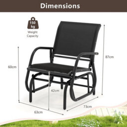 Swing Glider Chair Outdoor Rocking Chair W/ Study Metal Frame - thumbnail 2