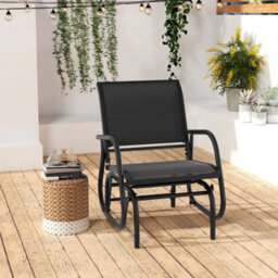 Swing Glider Chair Outdoor Rocking Chair W/ Study Metal Frame - thumbnail 6
