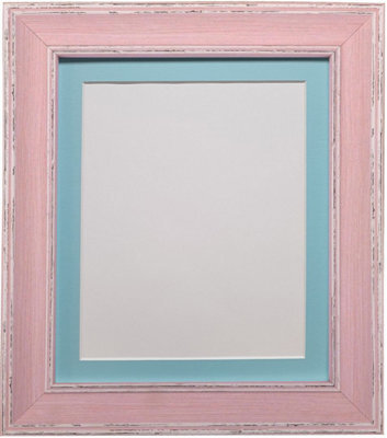 Frames By Post Scandi Distressed Pink Frame With Blue Mount For Image Size 16 X 12 Inch - image 1