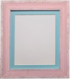 Frames By Post Scandi Distressed Pink Frame With Blue Mount For Image Size 16 X 12 Inch