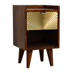 Matteo Manila Solid Mango Wood Bedside Table With Drawer And Open Slot - Dark Brown - thumbnail 3
