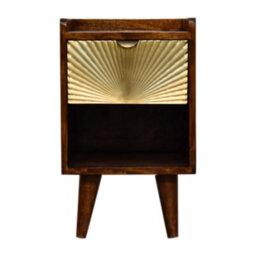 Matteo Manila Solid Mango Wood Bedside Table With Drawer And Open Slot - Dark Brown - thumbnail 2