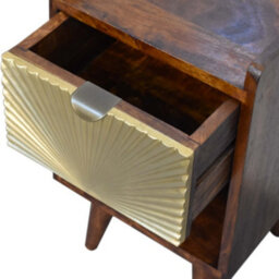 Matteo Manila Solid Mango Wood Bedside Table With Drawer And Open Slot - Dark Brown - thumbnail 5