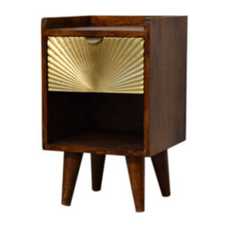 Matteo Manila Solid Mango Wood Bedside Table With Drawer And Open Slot - Dark Brown - thumbnail 4