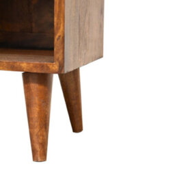 Matteo Manila Solid Mango Wood Bedside Table With Drawer And Open Slot - Dark Brown - thumbnail 8