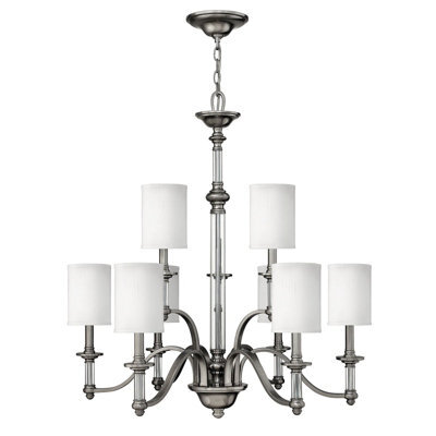 Elegant 9 Bulb Brushed Nickel Chandelier With Led E14 60W Bulbs - image 1