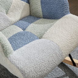 Abrihome Teddy Fabric Rocking Chair For Adults, High-Back Recliner With Solid Wood Legs, Lounge Chair For Living Room, Bedroom Or Balcony - thumbnail 6