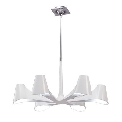 Luminosa Lighting Luminosa Ora Telescopic Convertible To Semi Flush 6 Light E27, Gloss White/polished Chrome - image 1
