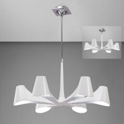 Luminosa Lighting Luminosa Ora Telescopic Convertible To Semi Flush 6 Light E27, Gloss White/polished Chrome - thumbnail 2