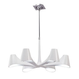 Luminosa Lighting Luminosa Ora Telescopic Convertible To Semi Flush 6 Light E27, Gloss White/polished Chrome