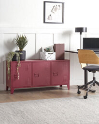 Beliani Storage Unit Cardiff Metal Dark Red - thumbnail 2