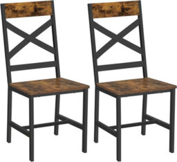 Songmics Dining Chairs, Kitchen Chairs Set Of 2, Dining Seats For Dining Room, Steel, Ergonomic, Industrial, Rustic Brown & Black - thumbnail 7