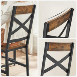Songmics Dining Chairs, Kitchen Chairs Set Of 2, Dining Seats For Dining Room, Steel, Ergonomic, Industrial, Rustic Brown & Black - thumbnail 4