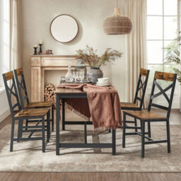 Songmics Dining Chairs, Kitchen Chairs Set Of 2, Dining Seats For Dining Room, Steel, Ergonomic, Industrial, Rustic Brown & Black - thumbnail 3