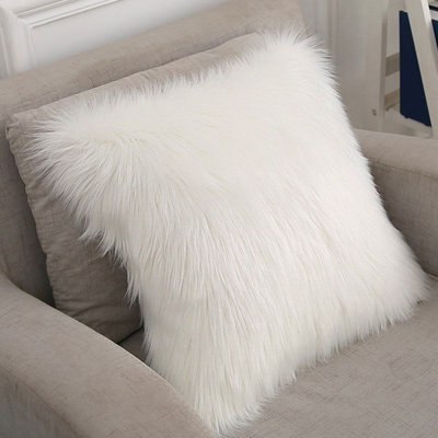 Living And Home Cozy Luxurious Warm Soft Fluffy Pillowcase Faux Wool Decor Home Bedroom Living Area 50Cm X 50Cm Four Season - image 1