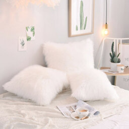 Living And Home Cozy Luxurious Warm Soft Fluffy Pillowcase Faux Wool Decor Home Bedroom Living Area 50Cm X 50Cm Four Season - thumbnail 3