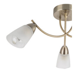 Cosylyte Hallie Bathroom 3 Light Classic Glass Ceiling Light - Antique Brass - thumbnail 6