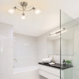 Cosylyte Hallie Bathroom 3 Light Classic Glass Ceiling Light - Antique Brass - thumbnail 2