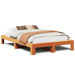 Berkfield Bed Frame Without Mattress Wax Brown 120X190 Cm Small Double Solid Wood Pine - thumbnail 2
