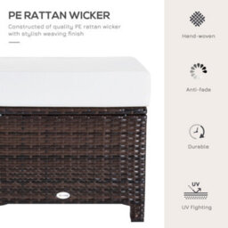 Outsunny Rattan Footstool Wicker Ottoman W/ Padded Seat For Backyard Garden - thumbnail 5
