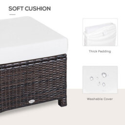 Outsunny Rattan Footstool Wicker Ottoman W/ Padded Seat For Backyard Garden - thumbnail 6
