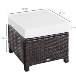 Outsunny Rattan Footstool Wicker Ottoman W/ Padded Seat For Backyard Garden - thumbnail 3