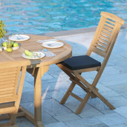 Eterna Bruges Teak Garden Outdoor Dining Table & 6 Seat Chair Set - With Cream Cushions - thumbnail 4