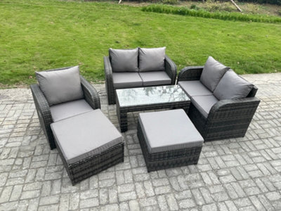 Fimous 7 Seater Rattan Garden Furniture Patio Conservatory Sofa Set With Rectangular Coffee Table Reclining Chair Love Sofa - image 1