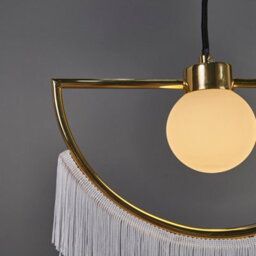 Valuelights Jupiter Polished Brass Semi Circle And White Tassel Ceiling Pendant Light With Frosted Shade - thumbnail 3