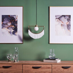 Valuelights Jupiter Polished Brass Semi Circle And White Tassel Ceiling Pendant Light With Frosted Shade - thumbnail 4