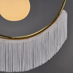 Valuelights Jupiter Polished Brass Semi Circle And White Tassel Ceiling Pendant Light With Frosted Shade - thumbnail 5