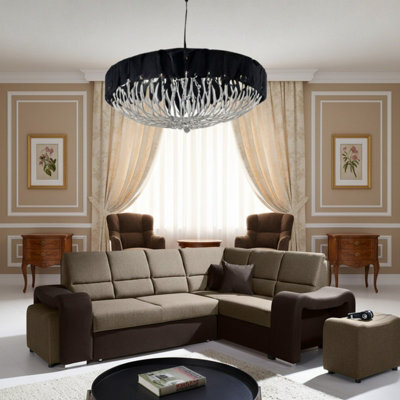 Wakiki Corner Sofa Bed With Two Ottomans Foam Wave Springs Wooden Frame Storage 260X96X190Cm Brown And Beige Right - image 1