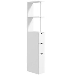 Tall Bathroom Cabinet Narrow Storage Unit Shelving Drawer Cupboard - thumbnail 4