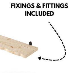 Core Products Chunky Pine Shelf Kit 60Cm - Wavy Live Edge Wall Display, Metal L Brackets, Pre-Sanded Finish - thumbnail 4