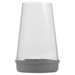Urbn-Living Urbnliving Grey 20Cm Height Modern Indoor Metal Base And Clear Glass Hurricane Candle Lantern Home Décor