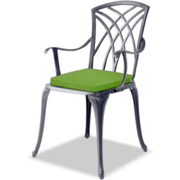 Centurion Supports Oshowa Garden And Patio Table And 4 Large Chairs Cast Aluminium Bistro Set - Grey With Green Cushions - thumbnail 3