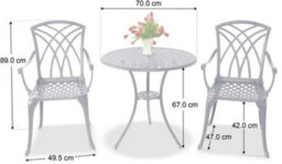 Centurion Supports Oshowa Garden And Patio Table And 4 Large Chairs Cast Aluminium Bistro Set - Grey With Green Cushions - thumbnail 6