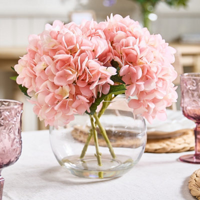 Dibor Traditional Style Pink Hydrangeas In Glass Globe Table Vase Wedding Decorations Ideas - image 1