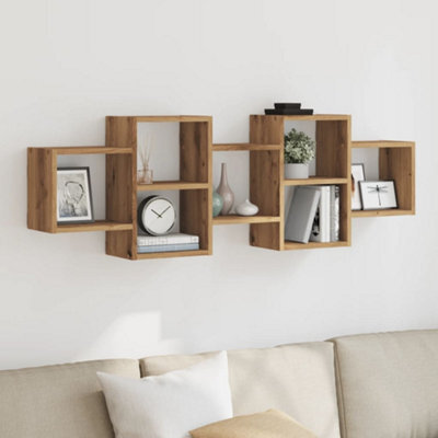Berkfield Wall Shelf Artisian Oak 129X18X42 Cm Engineered Wood - image 1