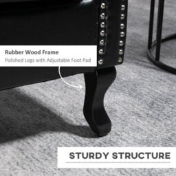 Black Wingback Armchair Chesterfield-Style High Back Chair Tufted Accent Chair - thumbnail 5