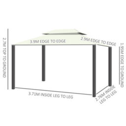 Outsunny 3M X 3.6M Aluminium Gazebo Canopy Patio Marquee Party Tent Cream White - thumbnail 3