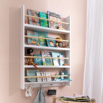 Nöa & Nani Noa & Nani Display Wide & Large Shelf Bookcase Wall Mounted & 4 Coat Hooks Elene - image 1