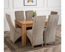 That's Furniture Dakota 127 X 82 Cm Chunky Oak Small Dining Table And 6 Chairs Dining Set With Lola Grey Fabric Chairs - thumbnail 3