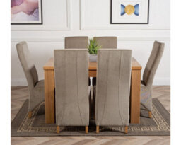 That's Furniture Dakota 127 X 82 Cm Chunky Oak Small Dining Table And 6 Chairs Dining Set With Lola Grey Fabric Chairs - thumbnail 2